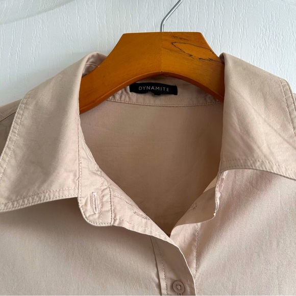 Dynamite Beige Long Sleeve Shirt Size Large - Picture 5 of 6